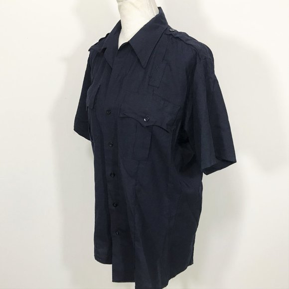 Deputy Navy Blue Short Sleeve Button Down Shirt Women M - Picture 4 of 6